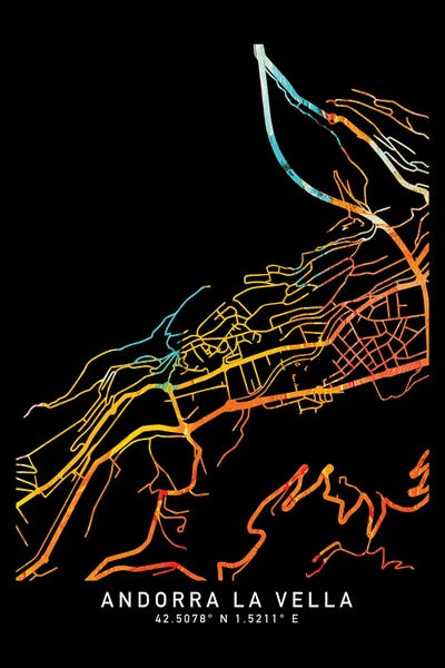 Andorra La Vella, Andorra City Map, Shade Of Orange