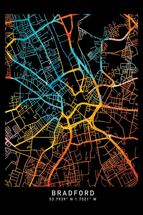 Bradford, England, United Kingdom City Map, Shade Of Orange