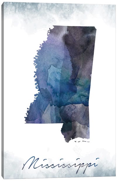 Mississippi State Bluish Canvas Art Print - Mississippi Art