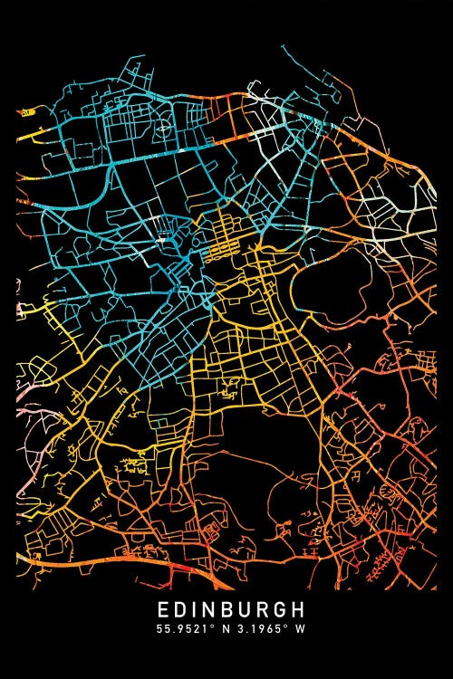 Edinburgh, Scotland, United Kingdom City Map, Shade Of Orange