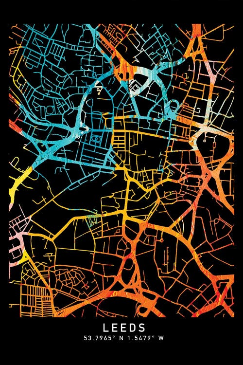 Leeds, England, United Kingdom City Map, Shade Of Orange
