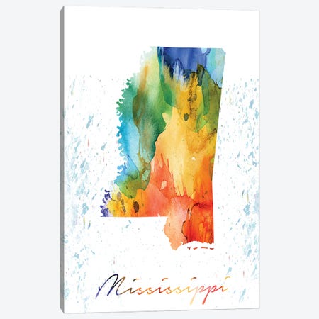 Mississippi State Colorful Canvas Print #WDA277} by WallDecorAddict Canvas Print