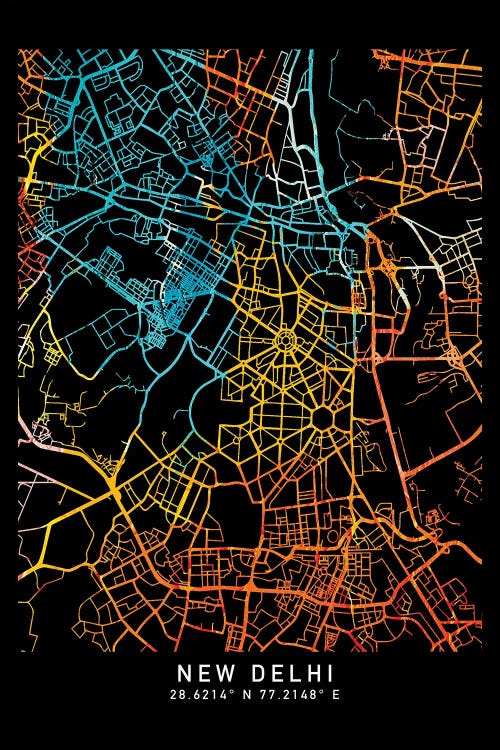 New Delhi, India City Map, Shade Of Orange