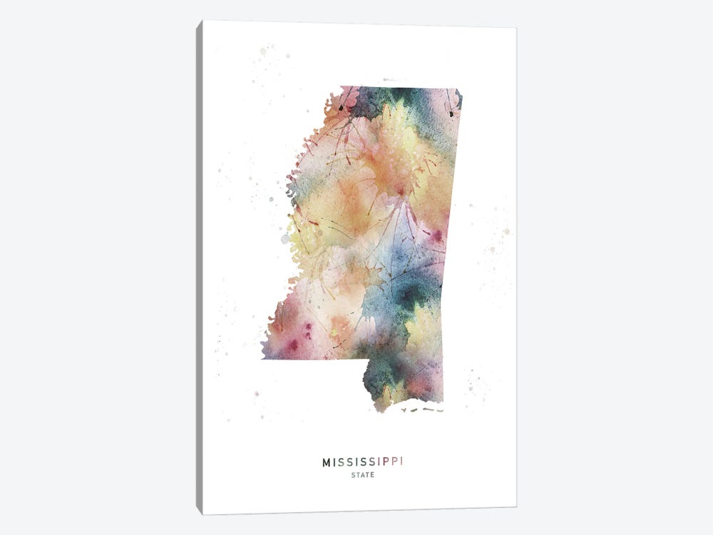 Mississippi State Watercolor by WallDecorAddict 1-piece Art Print