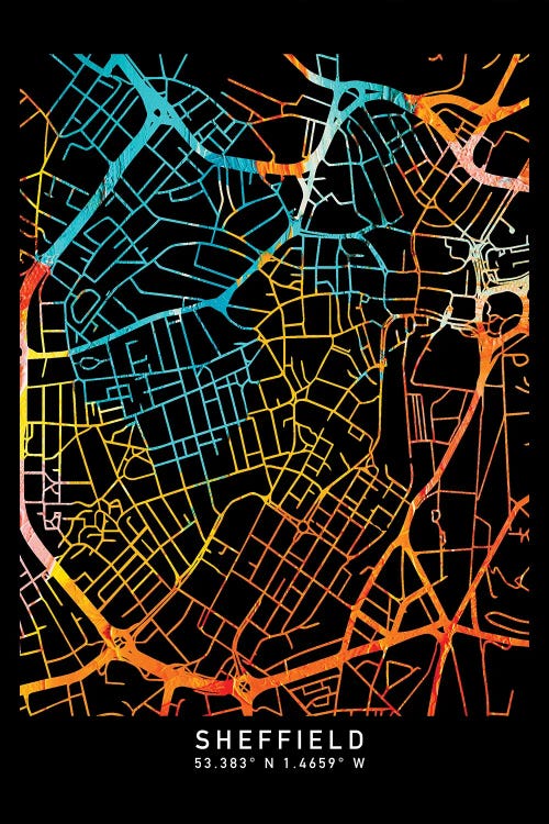 Sheffield, England, United Kingdom City Map, Shade Of Orage