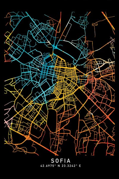 Sofia, Sofia-Capital, Bulgaria City Map, Shade Of Orange