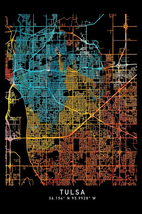 Tulsa City Map, Shade Of Orange