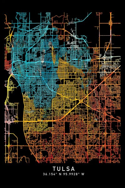 Tulsa: Tulsa City Map, Shade Of Orange by WallDecorAddict