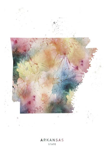 Arkansas: Arkansas State Watercolor by WallDecorAddict