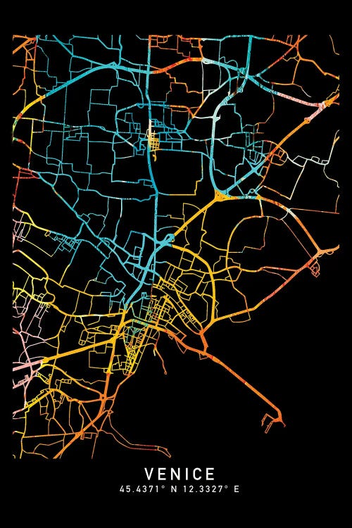 Venice City Map, City Map, Shade Of Orange
