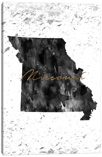 Missouri Black And White Gold Canvas Art Print - Missouri Art