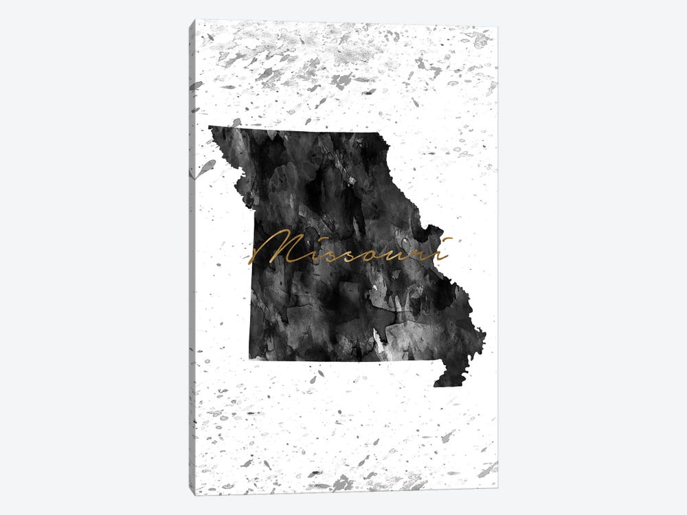 Missouri Black And White Gold by WallDecorAddict 1-piece Canvas Wall Art
