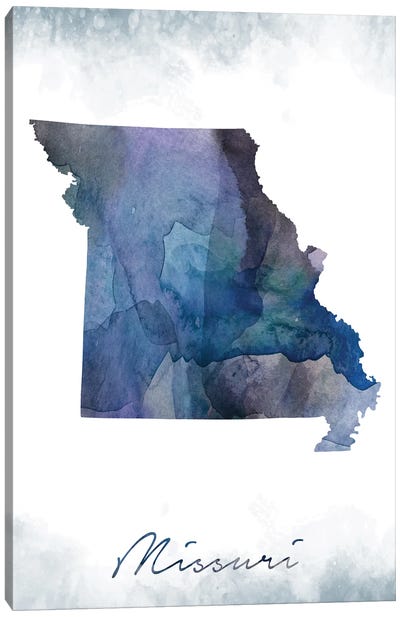Missouri State Bluish Canvas Art Print - State Maps