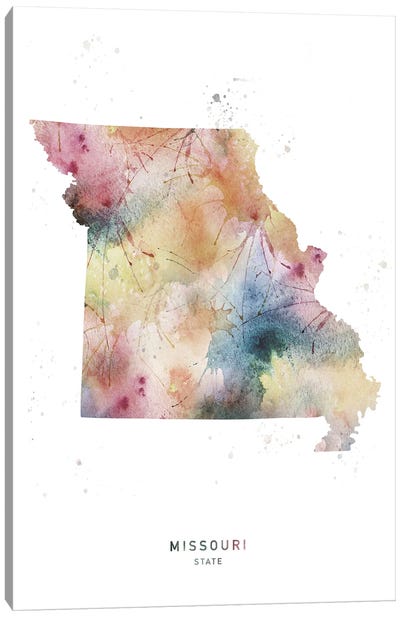 Missouri State Watercolor Canvas Art Print - Missouri Art