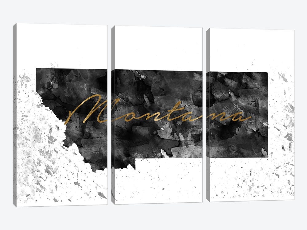 Montana Black And White Gold by WallDecorAddict 3-piece Art Print