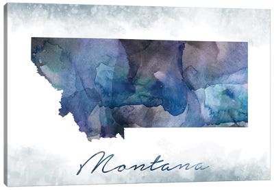 Montana State Bluish Canvas Art Print - State Maps