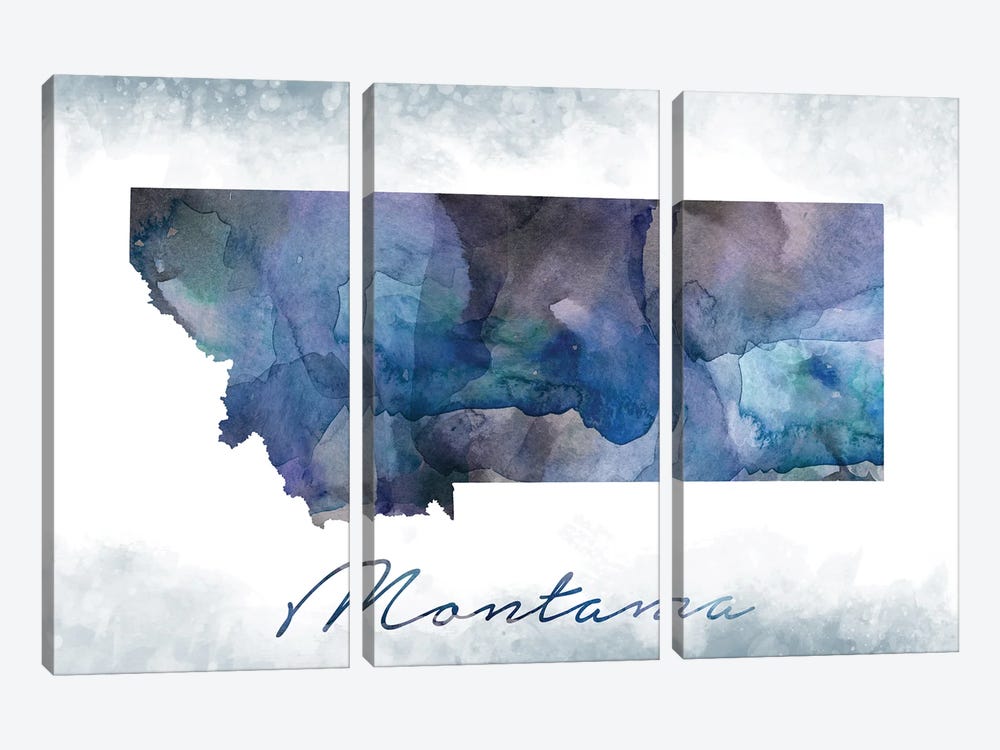 Montana State Bluish by WallDecorAddict 3-piece Canvas Wall Art