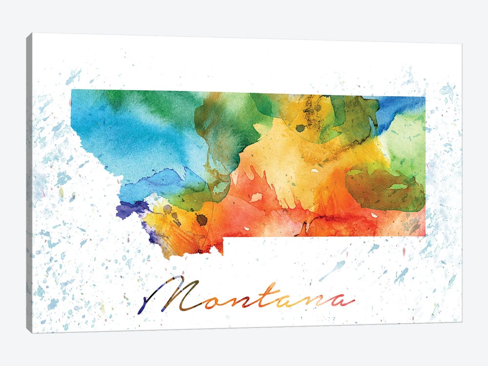 Montana State Colorful by WallDecorAddict 1-piece Canvas Art Print