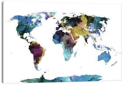Multicolor World Map Canvas Art Print - World Map Art