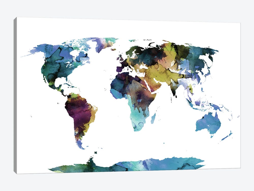 Multicolor World Map by WallDecorAddict 1-piece Canvas Art Print