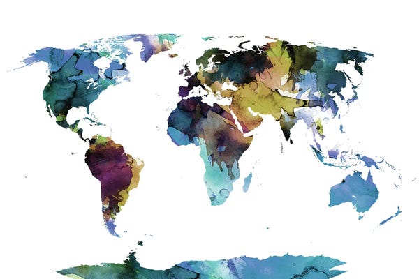 Globes: Multicolor World Map by WallDecorAddict