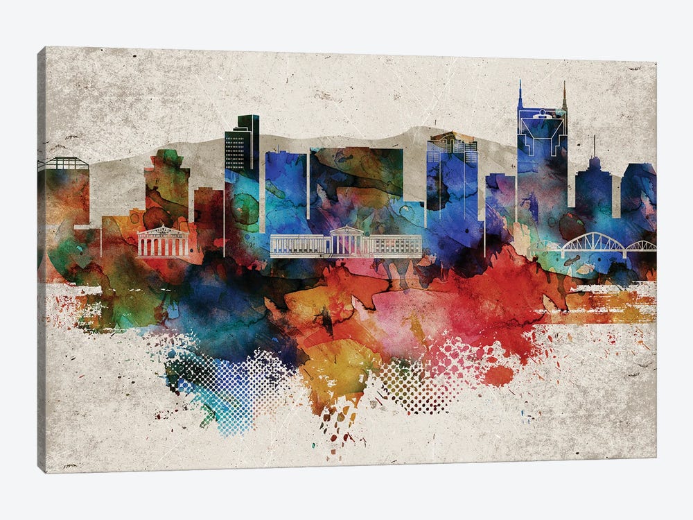 Nashville Abstract by WallDecorAddict 1-piece Canvas Print