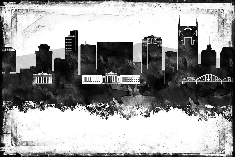 Nashville Black And White Framed Skylines