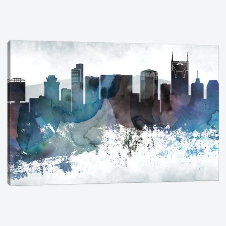 Nashville Bluish Skylines Canvas Print #WDA292} by WallDecorAddict Canvas Art