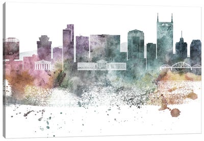 Nasville Pastel Skylines Canvas Art Print - Nashville Skylines