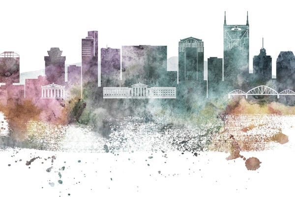 Nashville: Nasville Pastel Skylines by WallDecorAddict