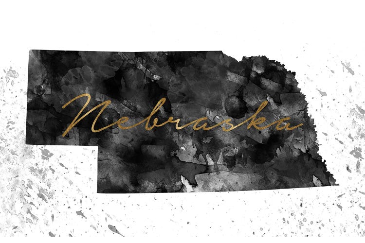Nebraska Black And White Gold by WallDecorAddict wall art