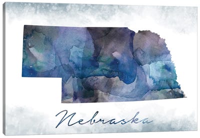 Nebraska State Bluish Canvas Art Print - State Maps