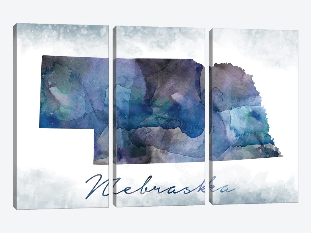 Nebraska State Bluish by WallDecorAddict 3-piece Canvas Print