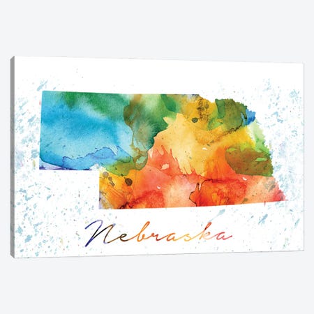 Nebraska State Colorful Canvas Print #WDA297} by WallDecorAddict Art Print