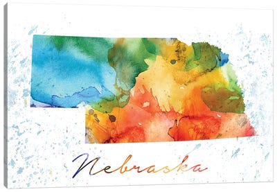 Nebraska State Colorful Canvas Art Print - Nebraska