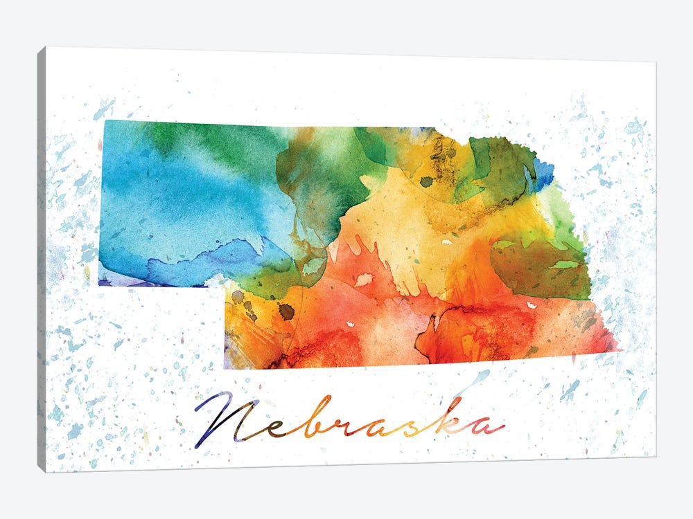 Nebraska State Colorful by WallDecorAddict 1-piece Canvas Artwork