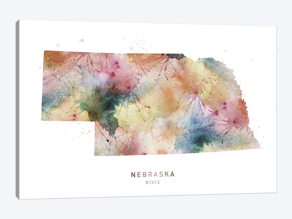 Nebraska Watercolor State Map by WallDecorAddict 1-piece Art Print