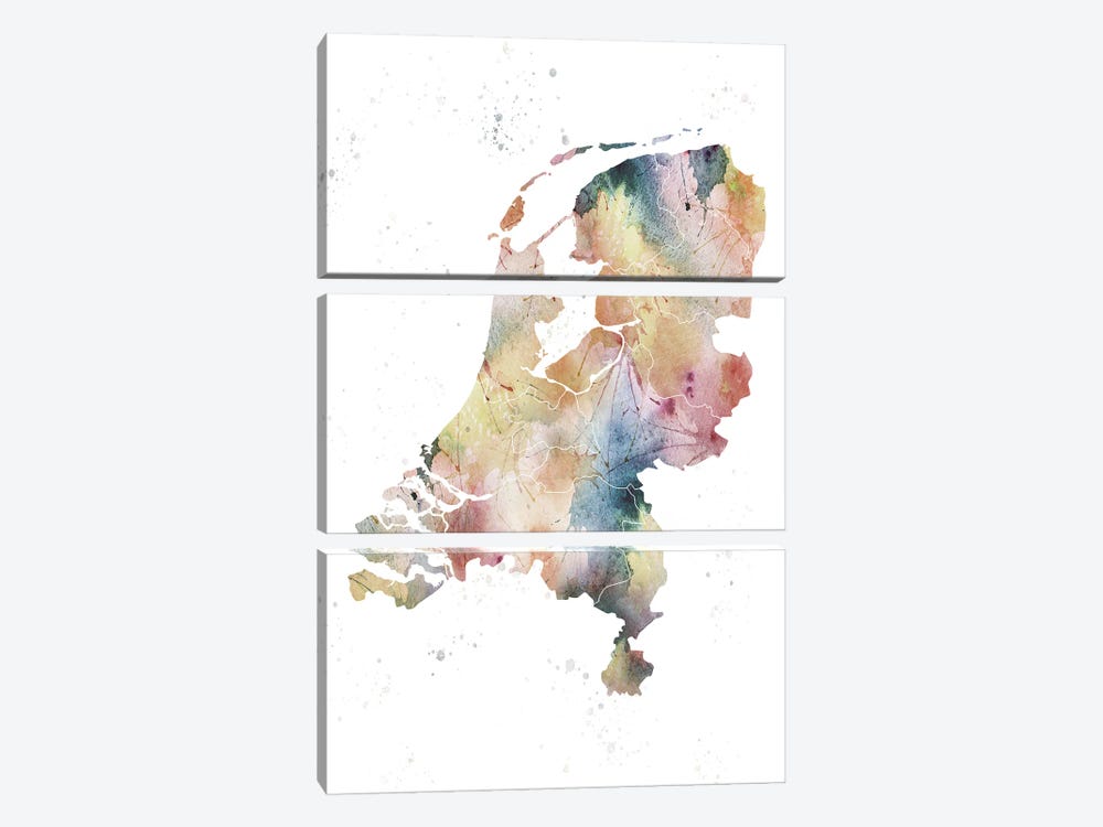 Netherlands Nature Watercolor by WallDecorAddict 3-piece Canvas Wall Art