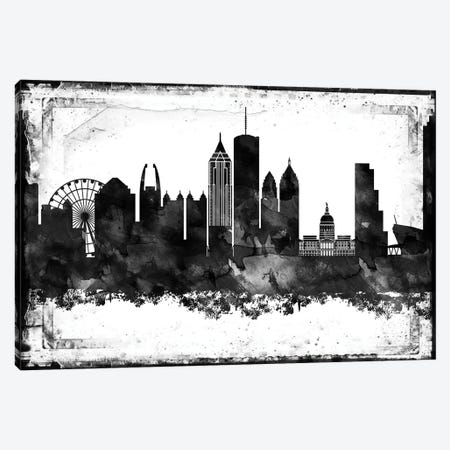 Atlanta Black And White Framed Skylines Canvas Print #WDA29} by WallDecorAddict Canvas Print