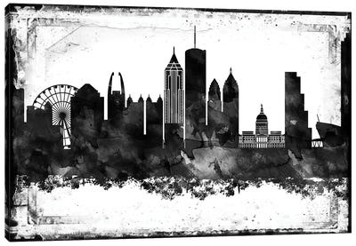 Atlanta Black And White Framed Skylines Canvas Art Print - Atlanta Skylines
