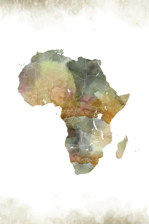 Africa Greenish Map by WallDecorAddict wall art