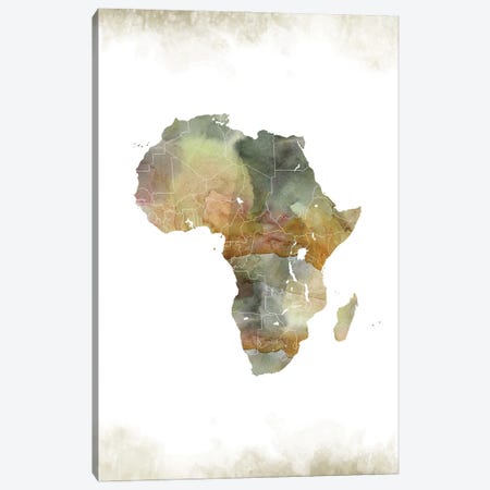 Africa Greenish Map Canvas Print #WDA2} by WallDecorAddict Canvas Wall Art