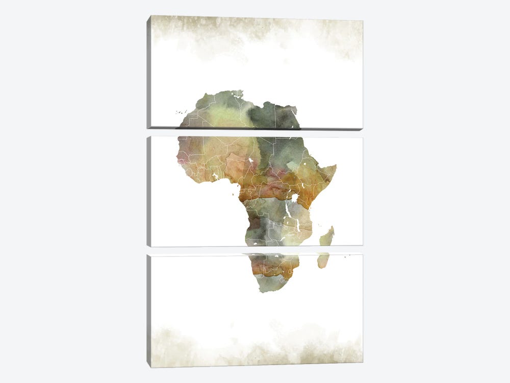Africa Greenish Map by WallDecorAddict 3-piece Canvas Print