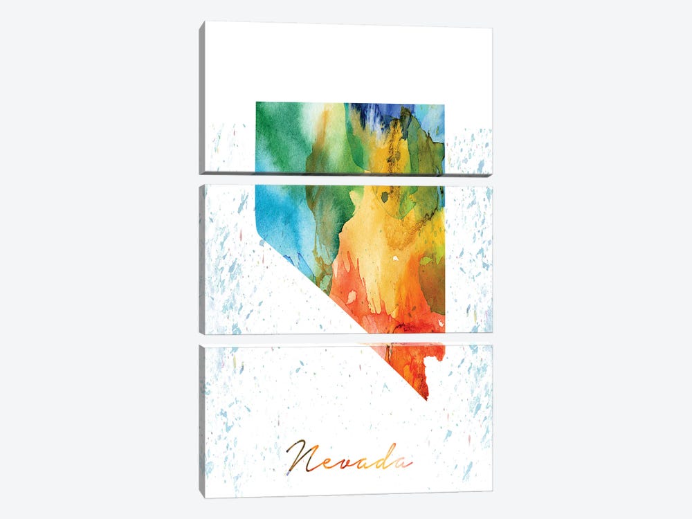 Nevada State Colorful by WallDecorAddict 3-piece Canvas Wall Art