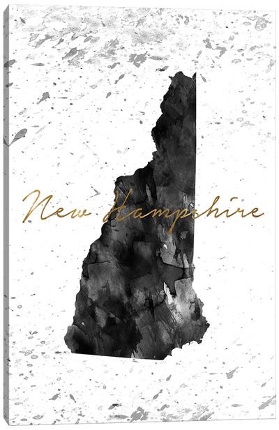 New Hampshire Black And White Gold Canvas Art Print - New Hampshire Art