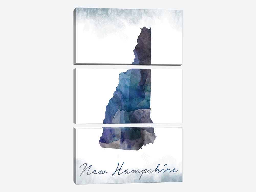 New Hampshire State Bluish by WallDecorAddict 3-piece Canvas Wall Art