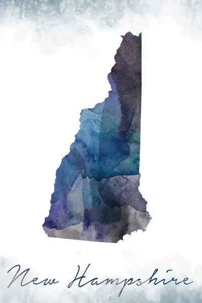 Large Map Art - Canvas Prints: New Hampshire State Bluish by WallDecorAddict