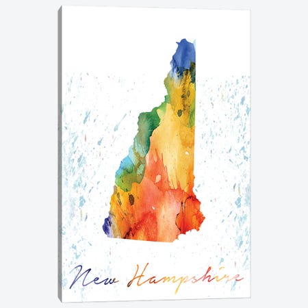 New Hampshire State Colorful Canvas Print #WDA308} by WallDecorAddict Canvas Art
