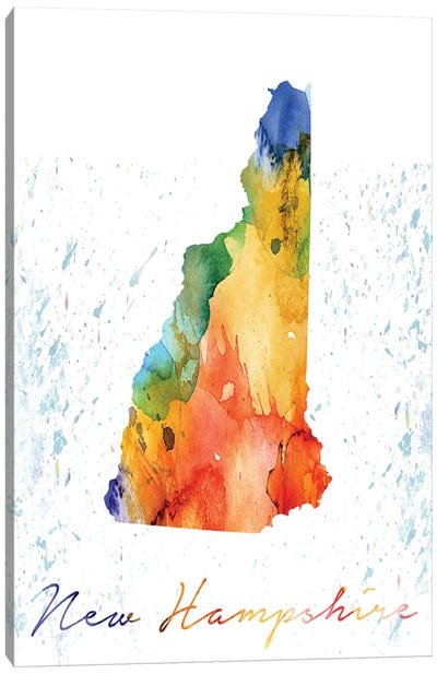 New Hampshire State Colorful Canvas Art Print - New Hampshire