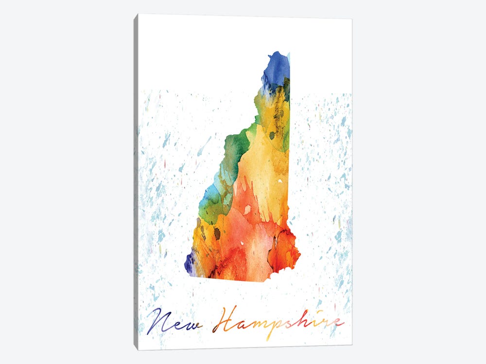 New Hampshire State Colorful by WallDecorAddict 1-piece Canvas Print